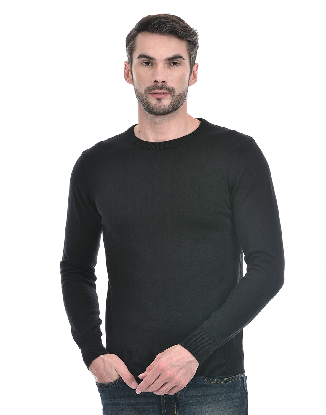 Numero Uno Men Solid Black Sweater